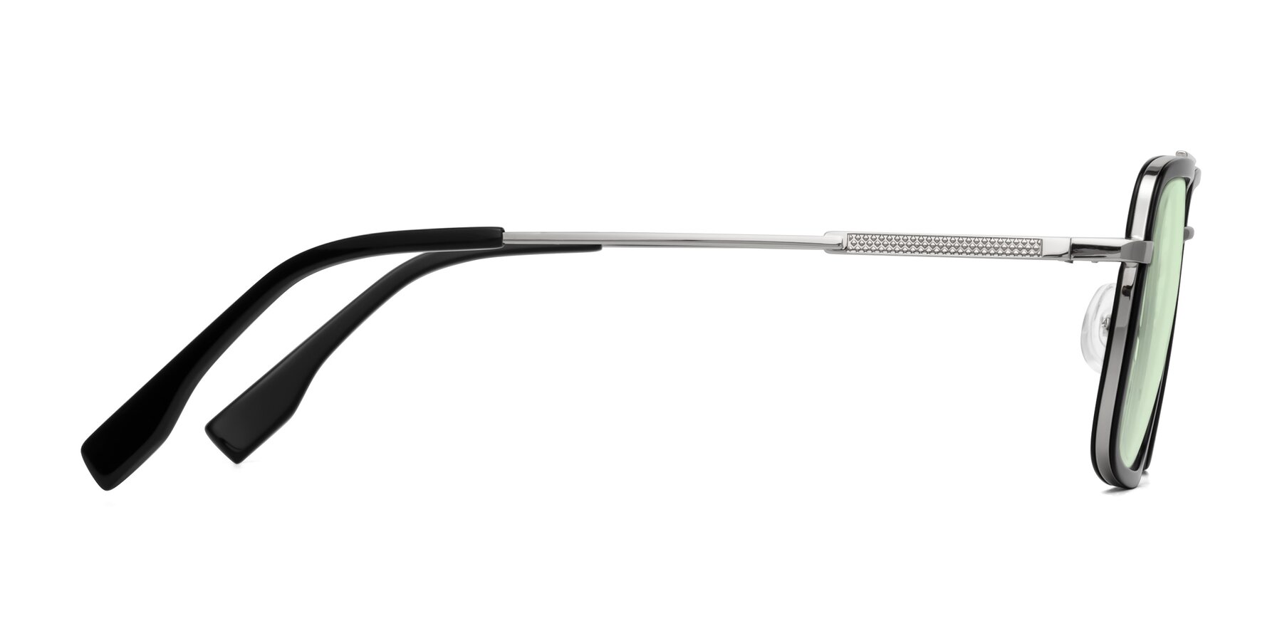 Side of Tulip in Black-Silver with Light Green Tinted Lenses