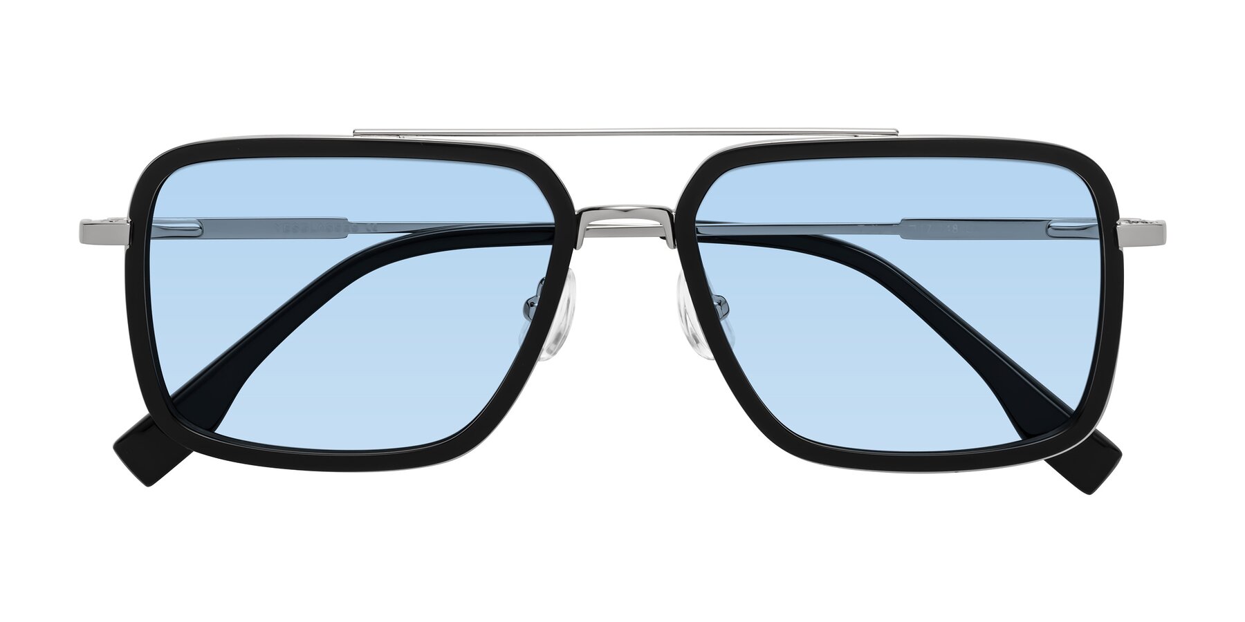 Folded Front of Tulip in Black-Silver with Light Blue Tinted Lenses