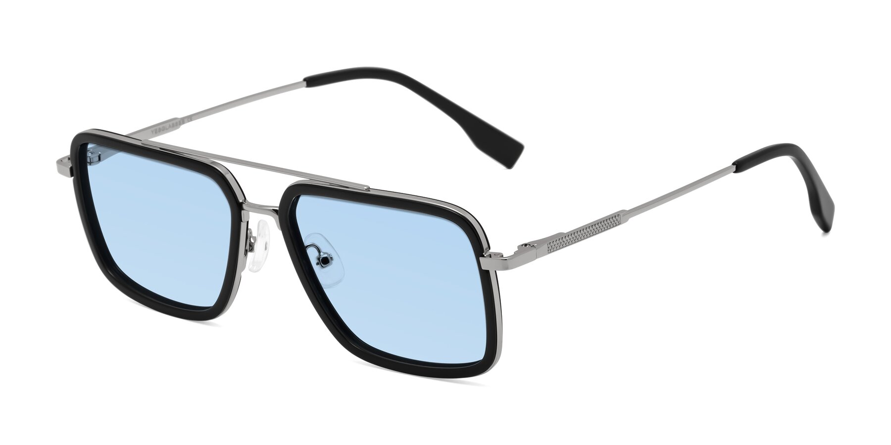 Angle of Tulip in Black-Silver with Light Blue Tinted Lenses