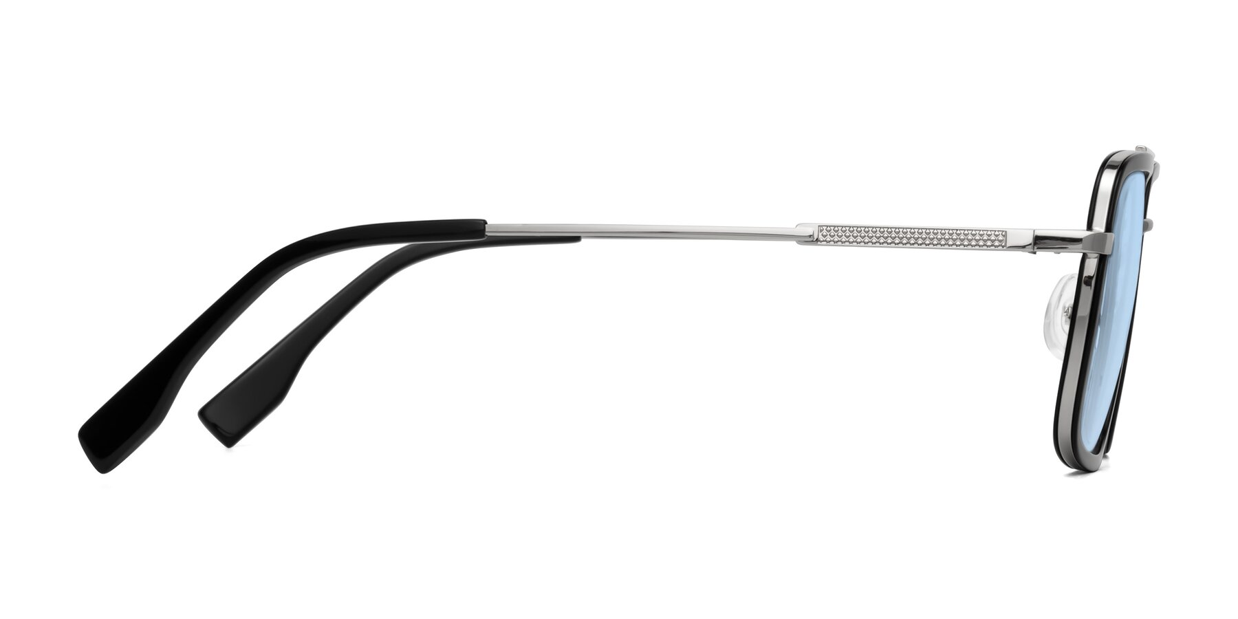 Side of Tulip in Black-Silver with Light Blue Tinted Lenses