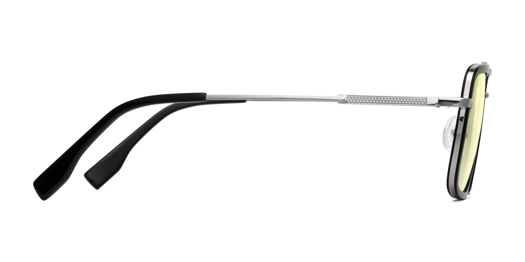 Side of Tulip in Black-Silver with Light Yellow Tinted Lenses