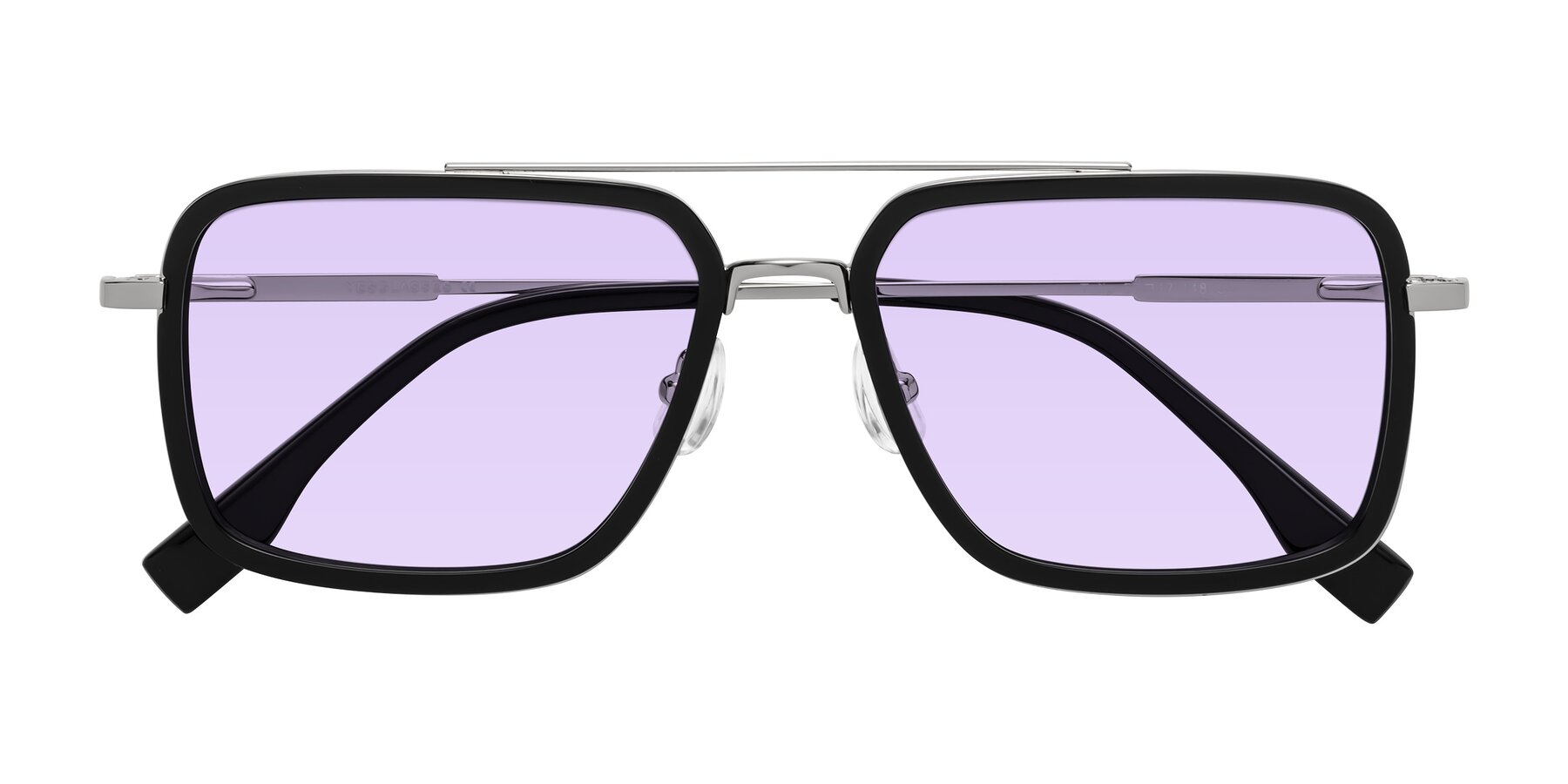 Folded Front of Tulip in Black-Silver with Light Purple Tinted Lenses