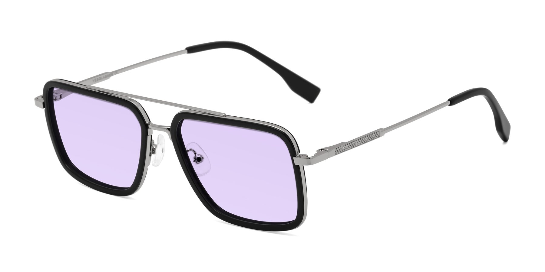 Angle of Tulip in Black-Silver with Light Purple Tinted Lenses