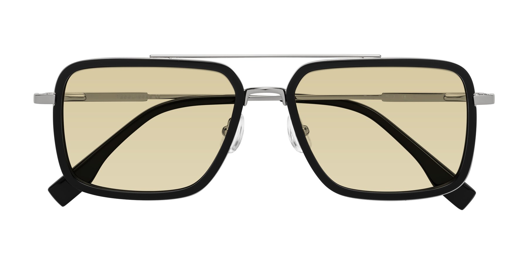 Folded Front of Tulip in Black-Silver with Light Champagne Tinted Lenses