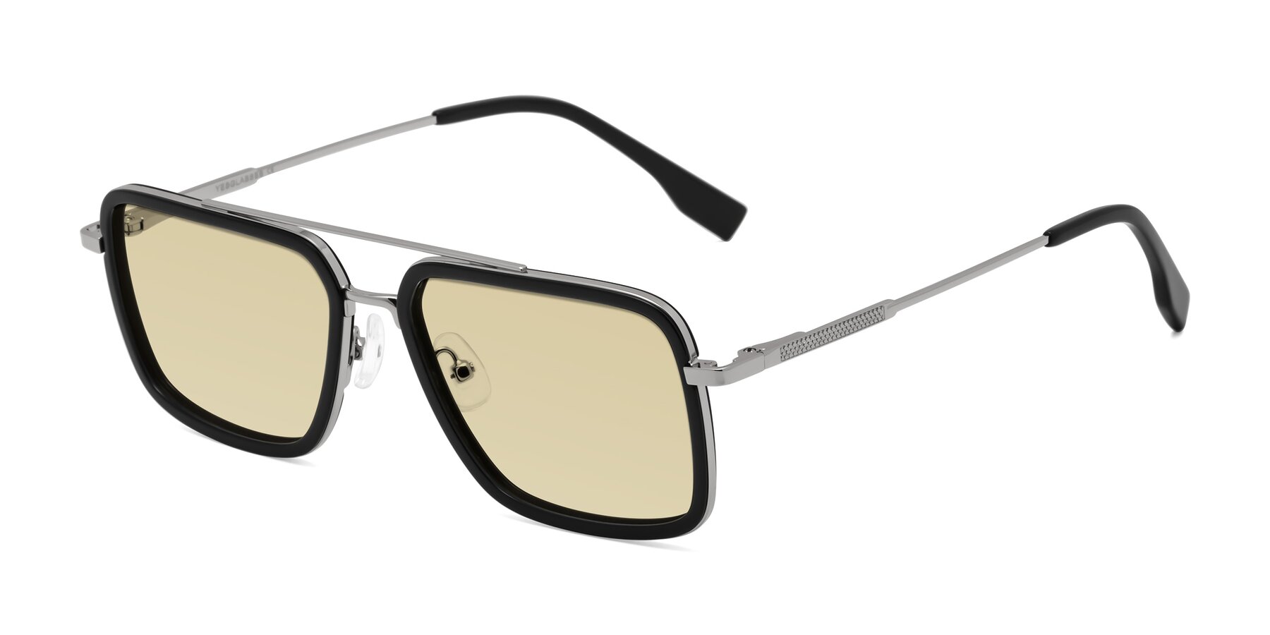 Angle of Tulip in Black-Silver with Light Champagne Tinted Lenses