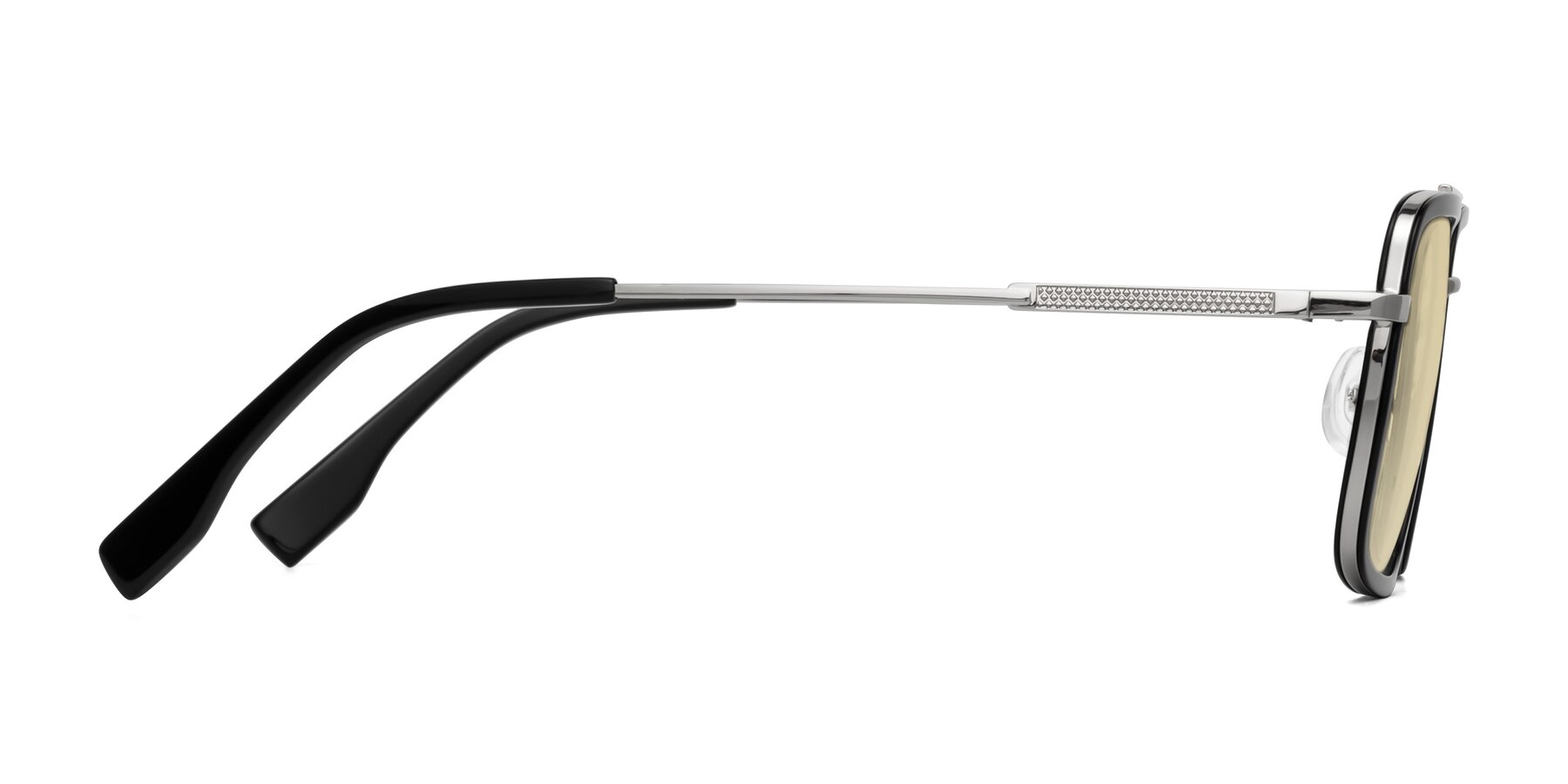 Side of Tulip in Black-Silver with Light Champagne Tinted Lenses