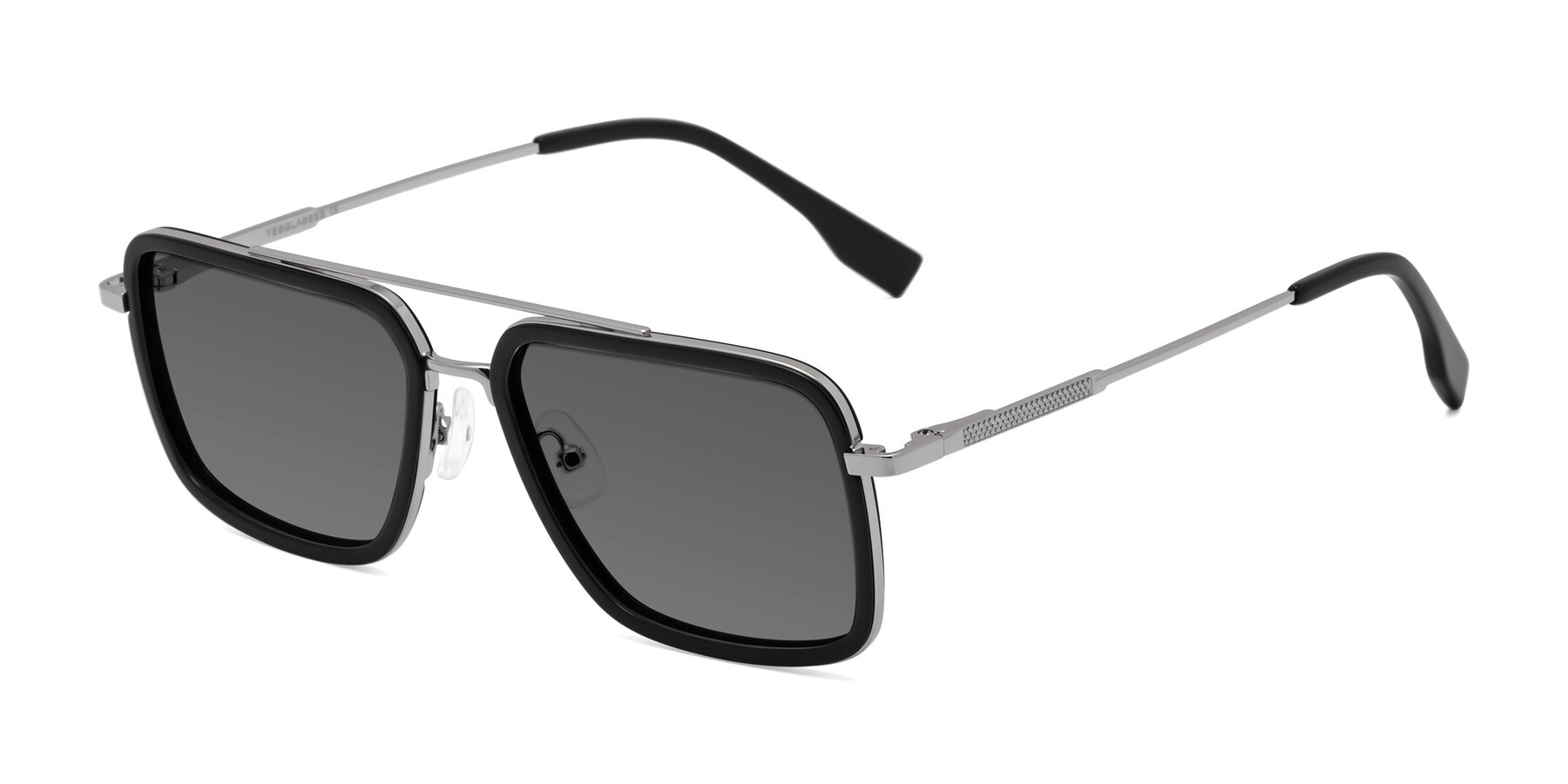 Angle of Tulip in Black-Silver with Medium Gray Tinted Lenses