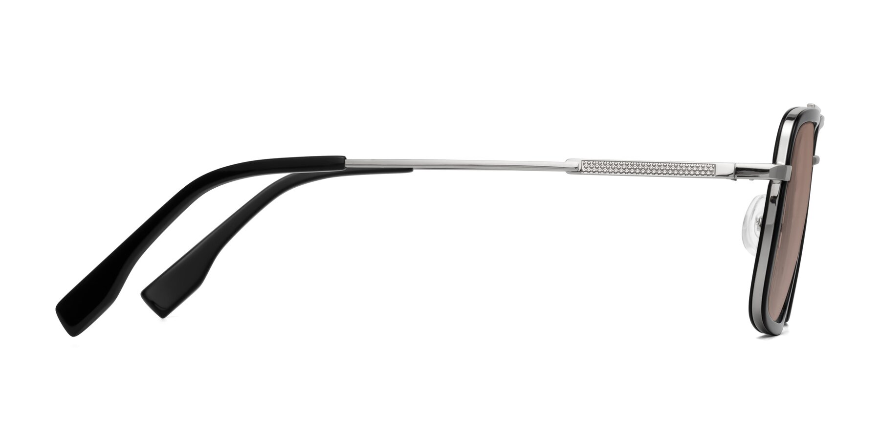 Side of Tulip in Black-Silver with Medium Brown Tinted Lenses