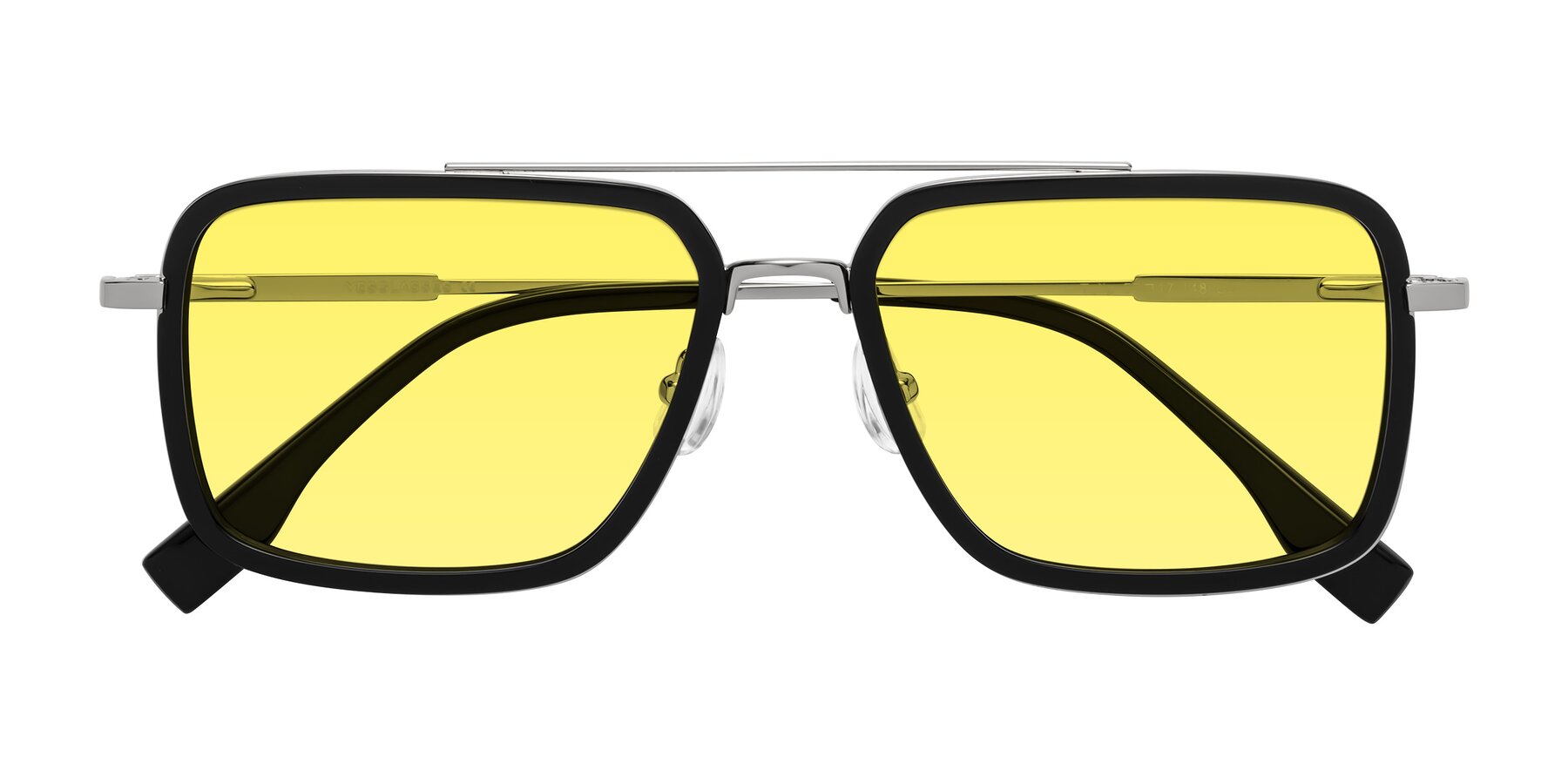 Folded Front of Tulip in Black-Silver with Medium Yellow Tinted Lenses