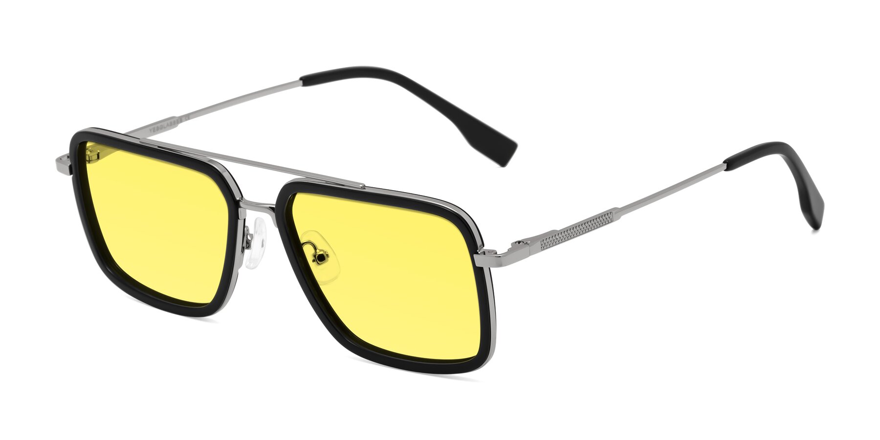 Angle of Tulip in Black-Silver with Medium Yellow Tinted Lenses