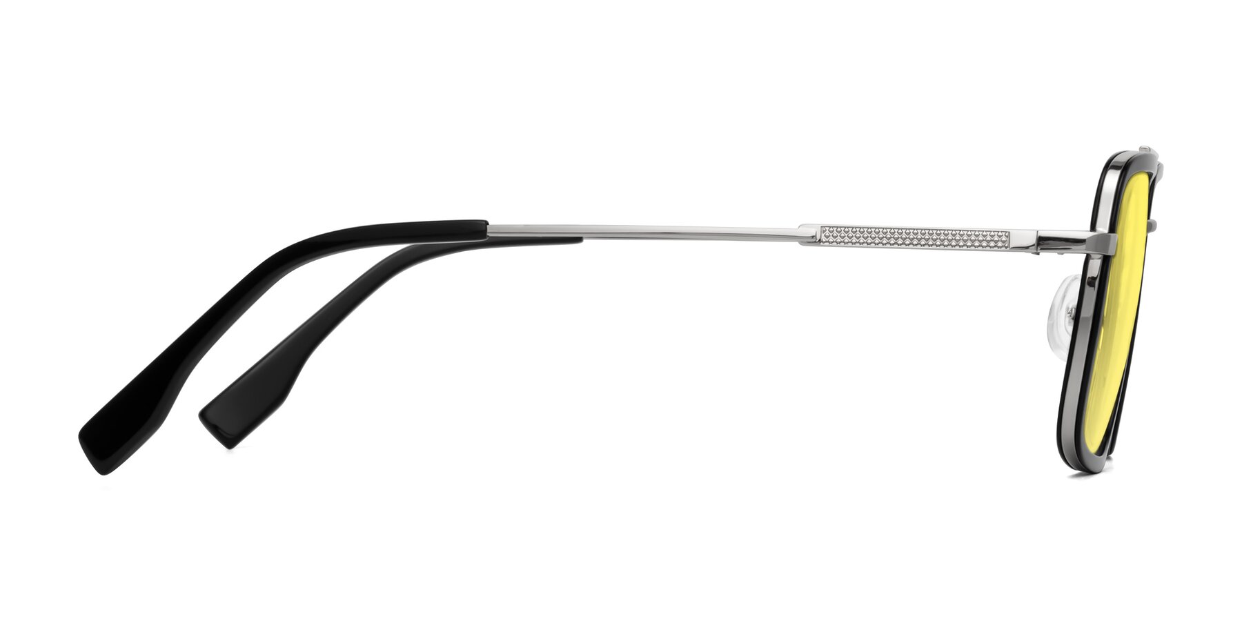 Side of Tulip in Black-Silver with Medium Yellow Tinted Lenses