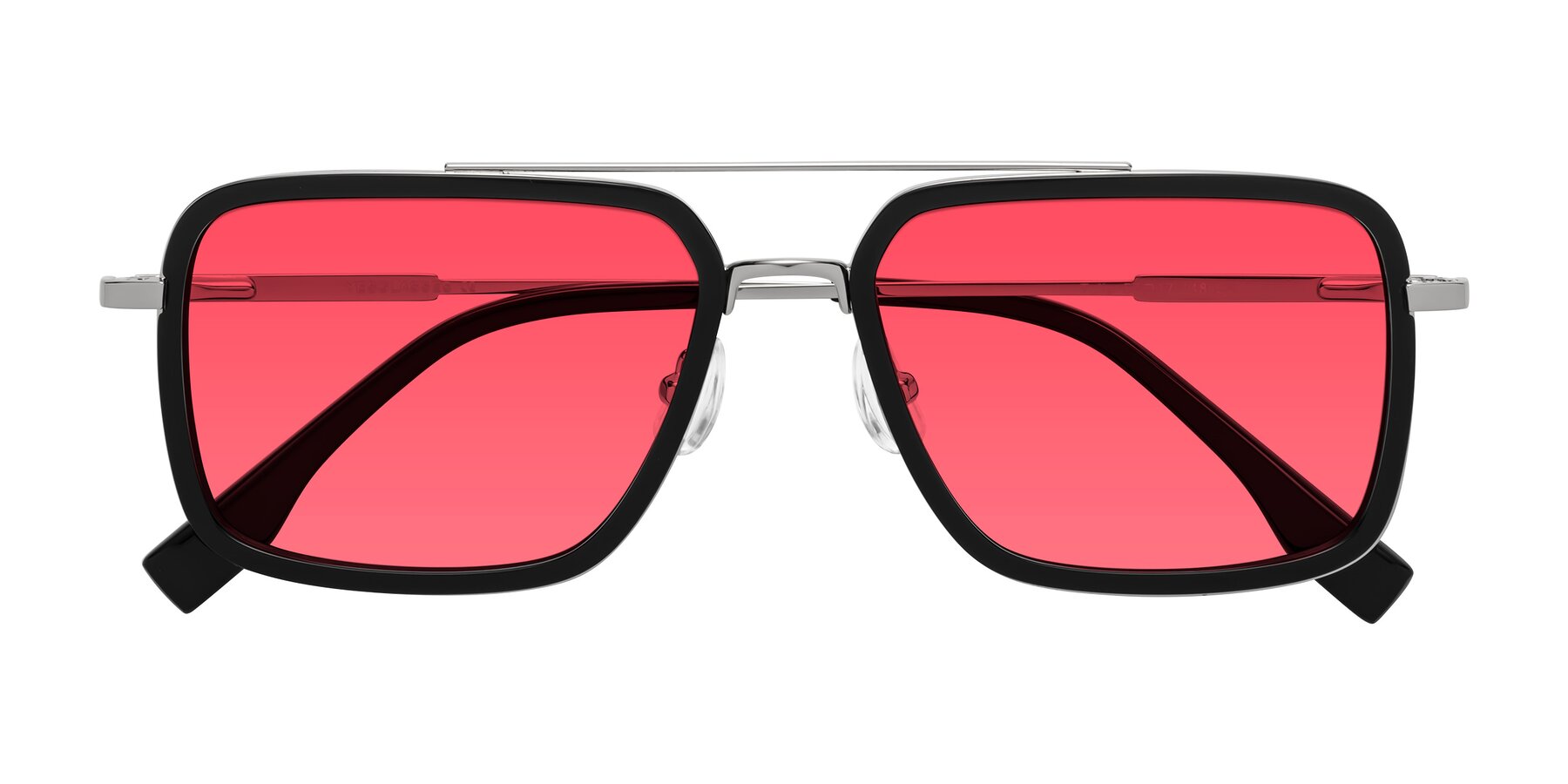 Folded Front of Tulip in Black-Silver with Red Tinted Lenses