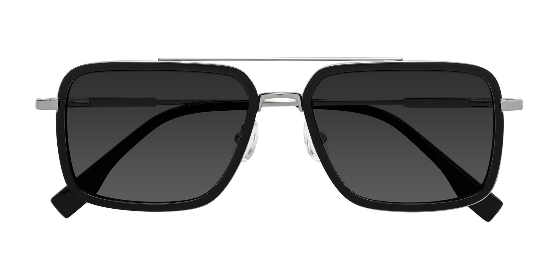 Folded Front of Tulip in Black-Silver with Gray Tinted Lenses