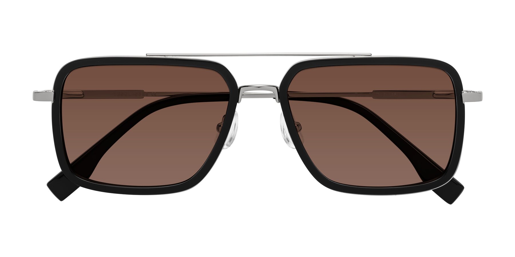 Folded Front of Tulip in Black-Silver with Brown Tinted Lenses