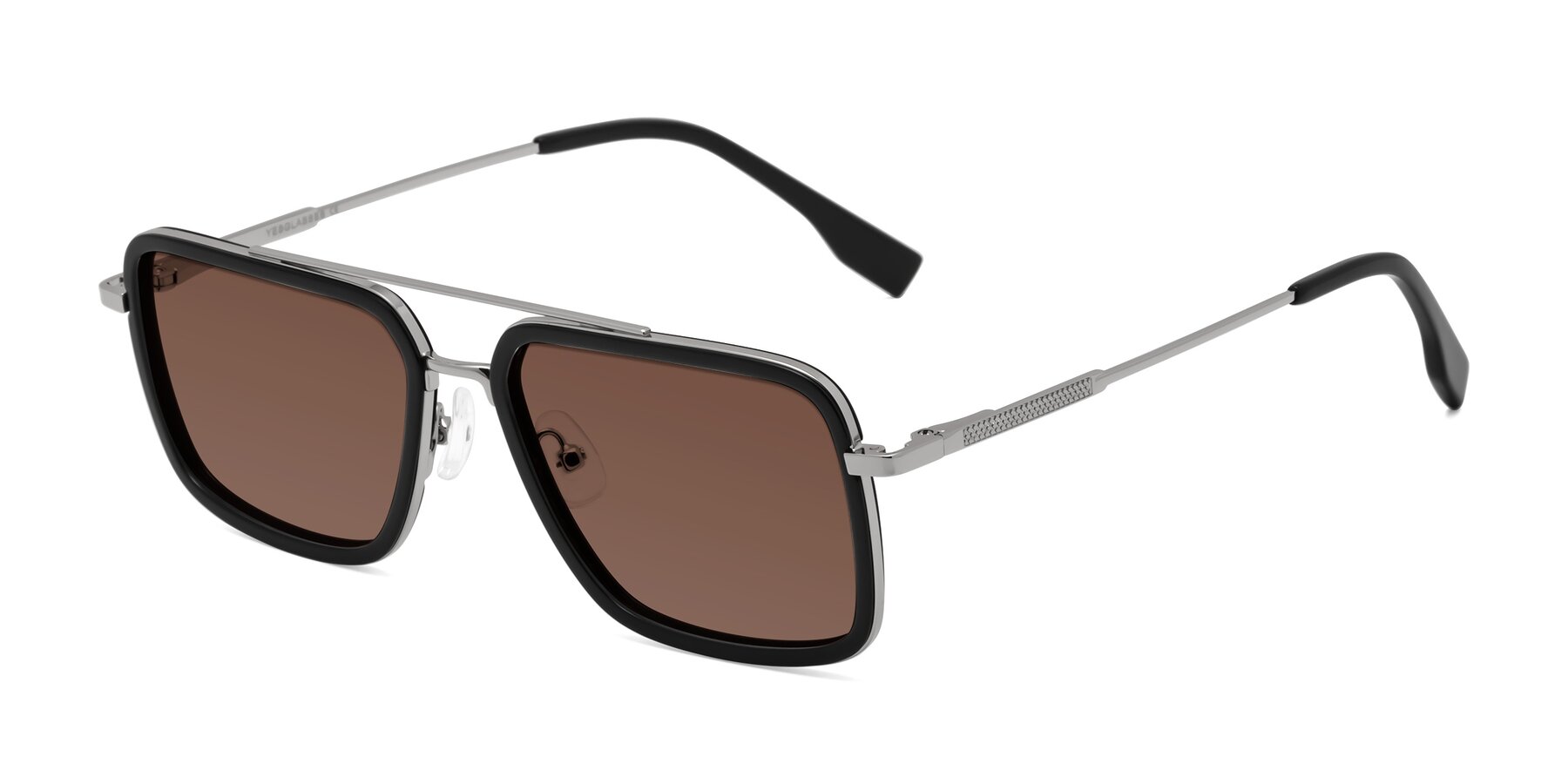 Angle of Tulip in Black-Silver with Brown Tinted Lenses