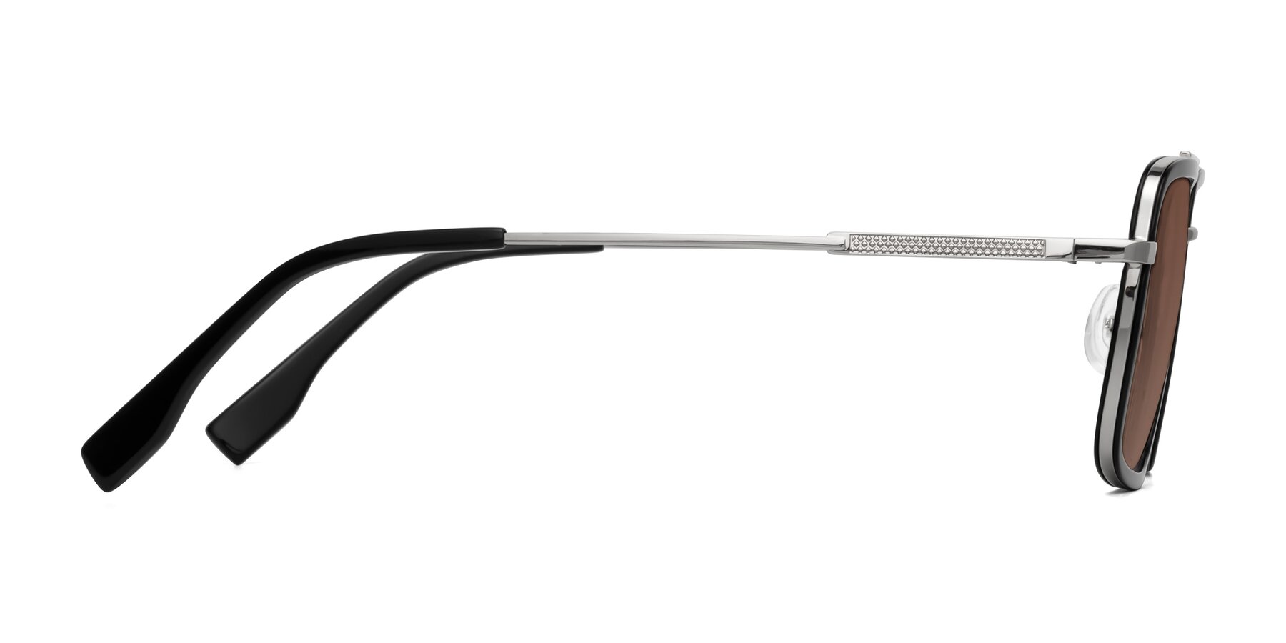 Side of Tulip in Black-Silver with Brown Tinted Lenses