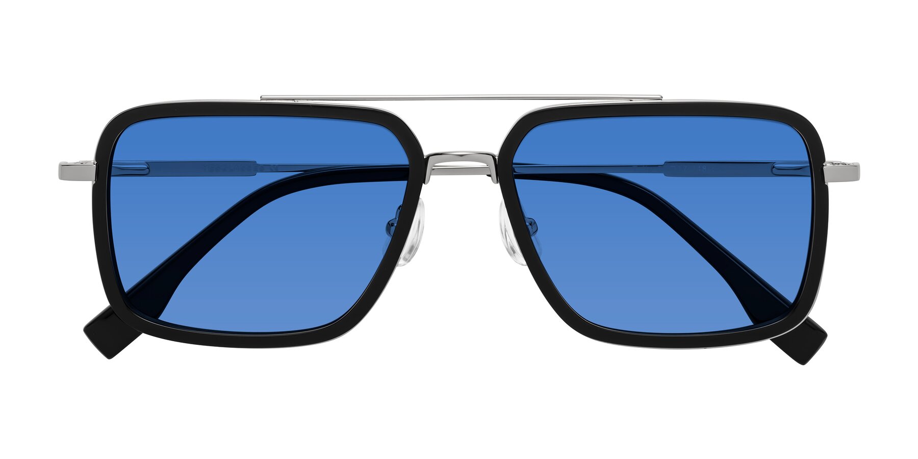 Folded Front of Tulip in Black-Silver with Blue Tinted Lenses