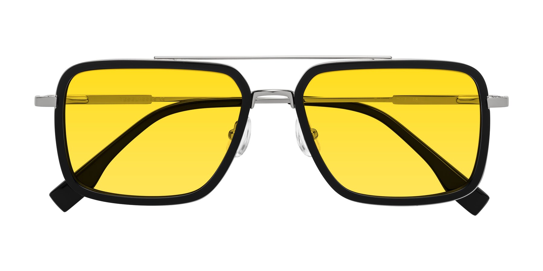 Folded Front of Tulip in Black-Silver with Yellow Tinted Lenses