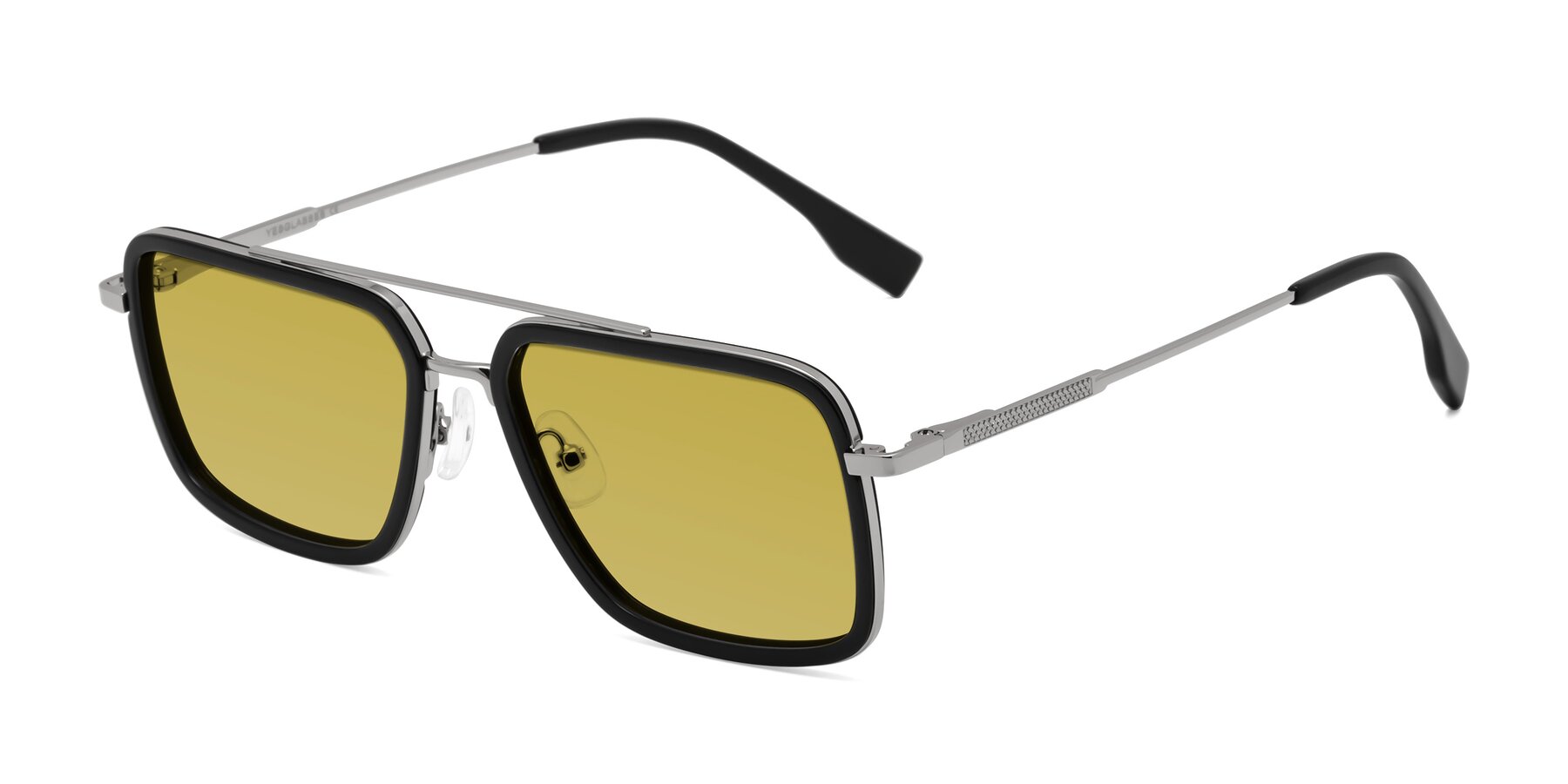 Angle of Tulip in Black-Silver with Champagne Tinted Lenses