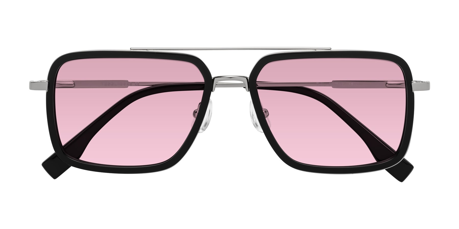 Folded Front of Tulip in Black-Silver with Light Wine Tinted Lenses