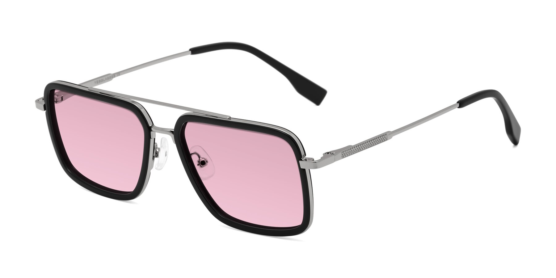 Angle of Tulip in Black-Silver with Light Wine Tinted Lenses