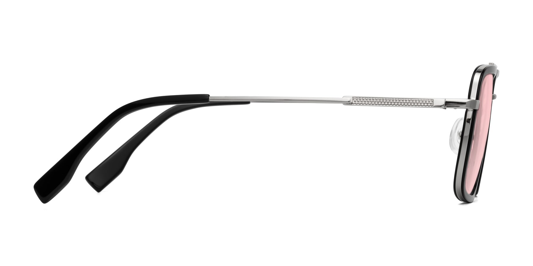 Side of Tulip in Black-Silver with Light Garnet Tinted Lenses