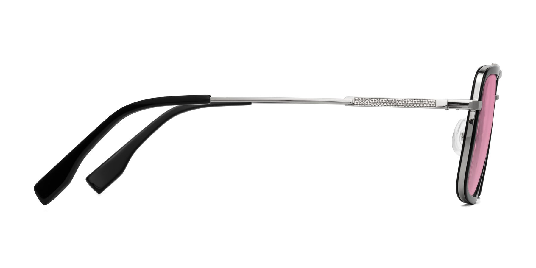 Side of Tulip in Black-Silver with Medium Wine Tinted Lenses