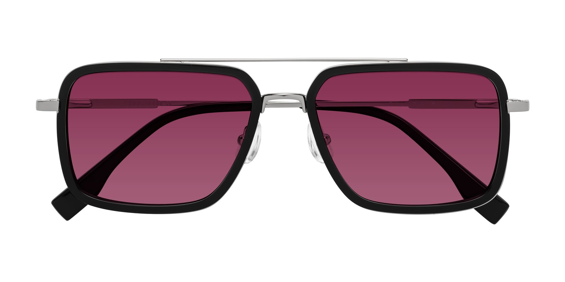 Folded Front of Tulip in Black-Silver with Wine Tinted Lenses