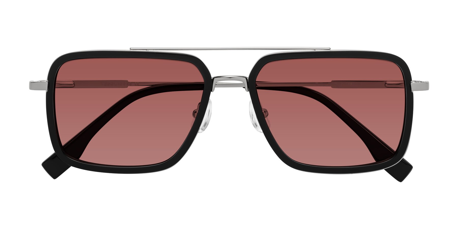 Folded Front of Tulip in Black-Silver with Garnet Tinted Lenses