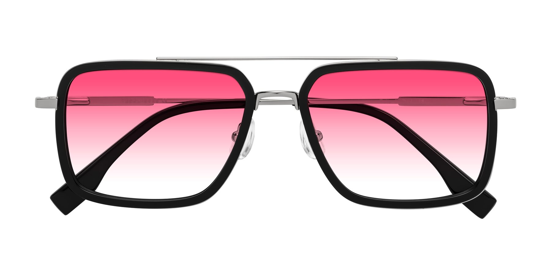 Folded Front of Tulip in Black-Silver with Pink Gradient Lenses