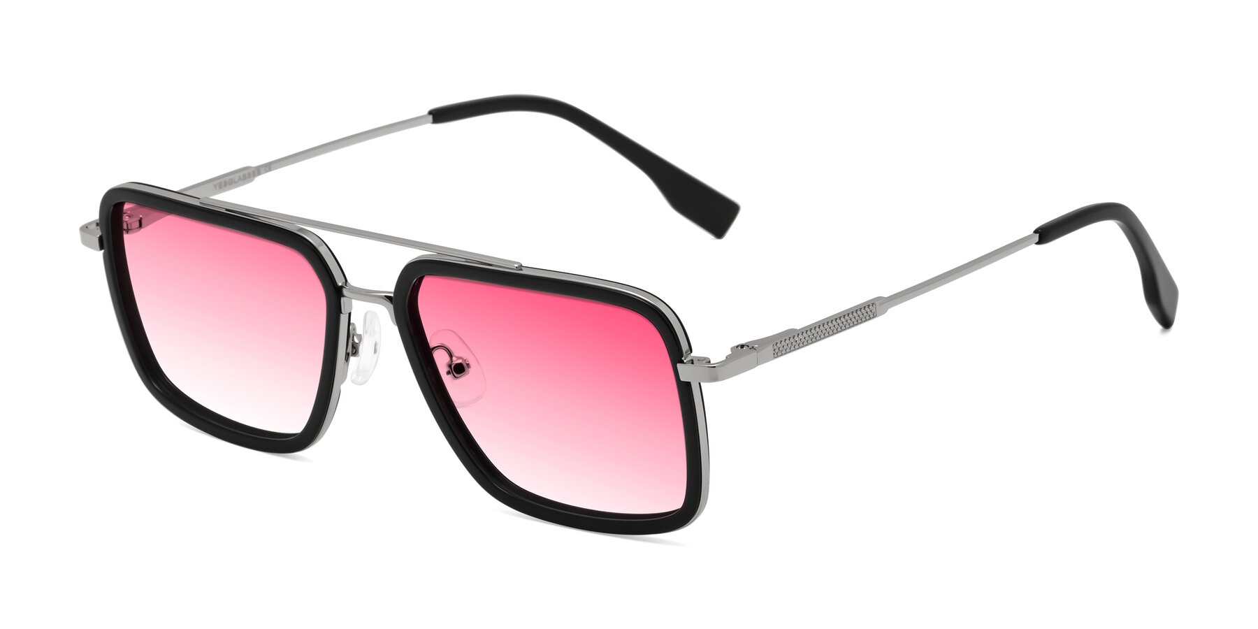 Angle of Tulip in Black-Silver with Pink Gradient Lenses