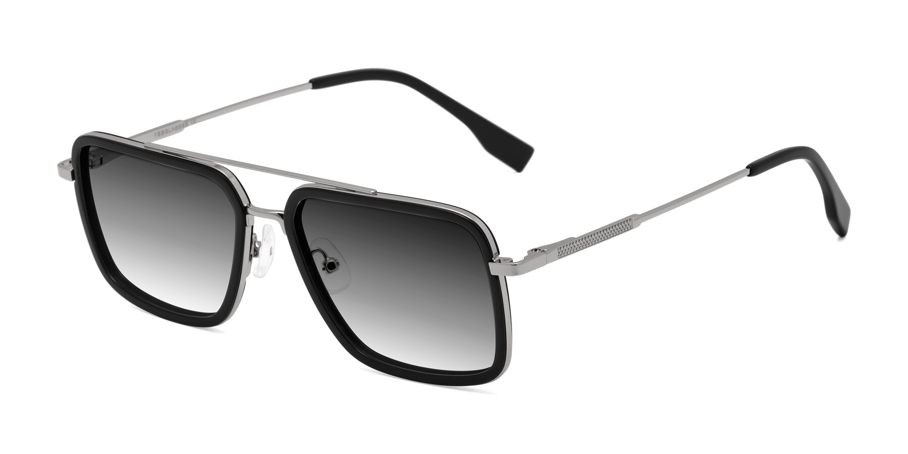 Angle of Tulip in Black-Silver with Gray Gradient Lenses