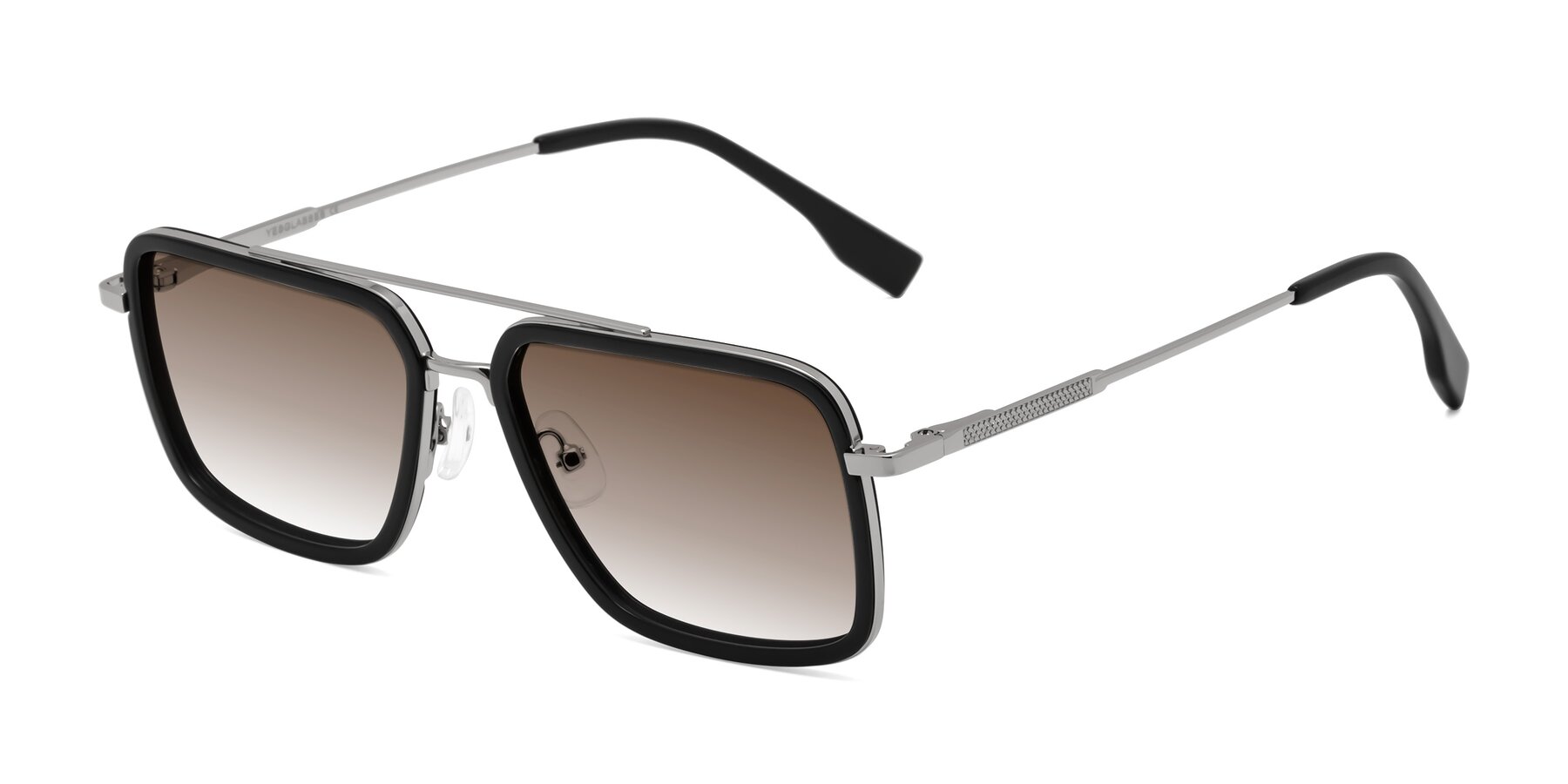 Angle of Tulip in Black-Silver with Brown Gradient Lenses