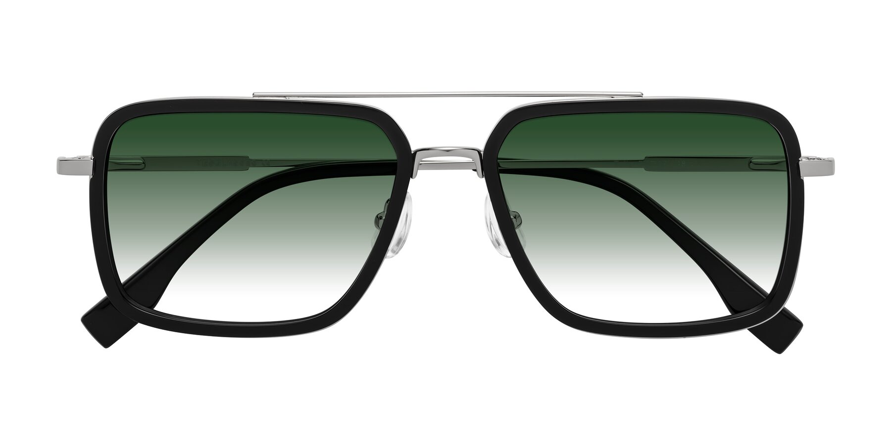 Folded Front of Tulip in Black-Silver with Green Gradient Lenses