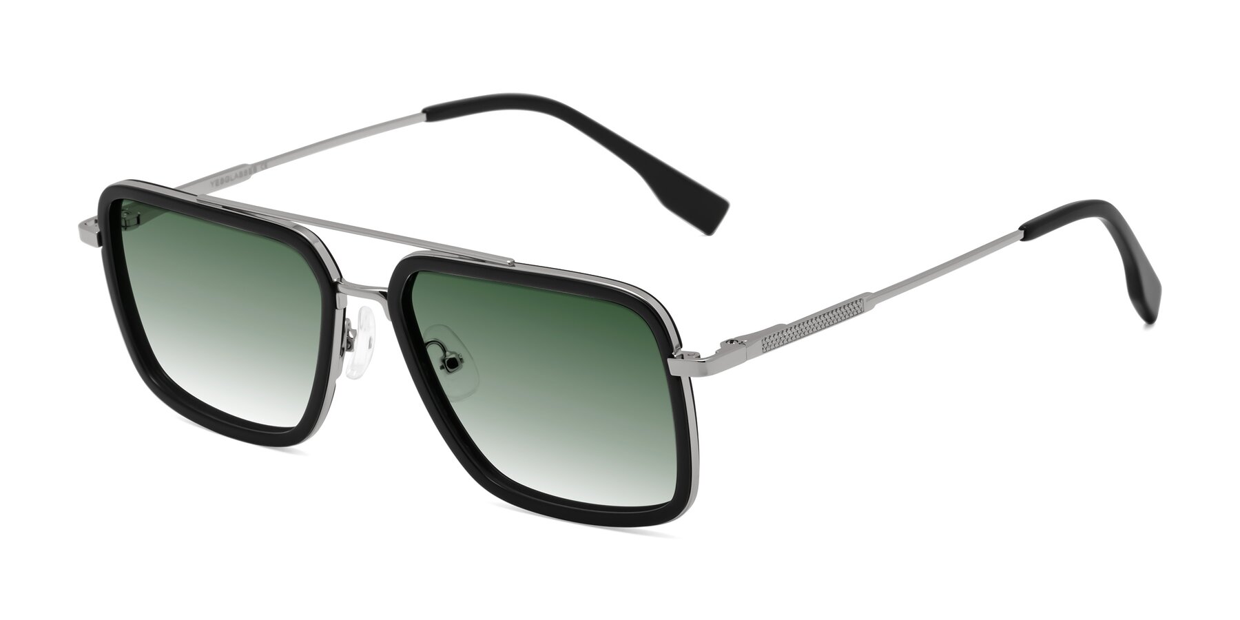 Angle of Tulip in Black-Silver with Green Gradient Lenses