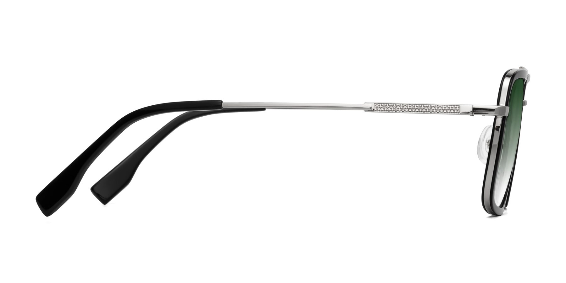 Side of Tulip in Black-Silver with Green Gradient Lenses