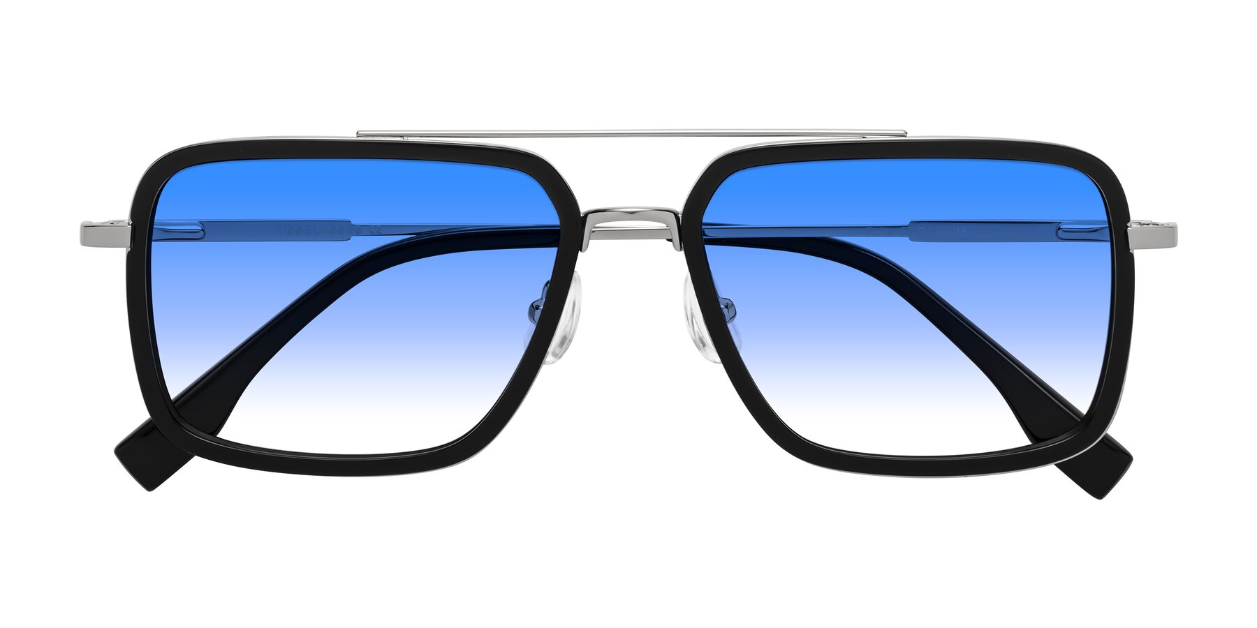 Folded Front of Tulip in Black-Silver with Blue Gradient Lenses