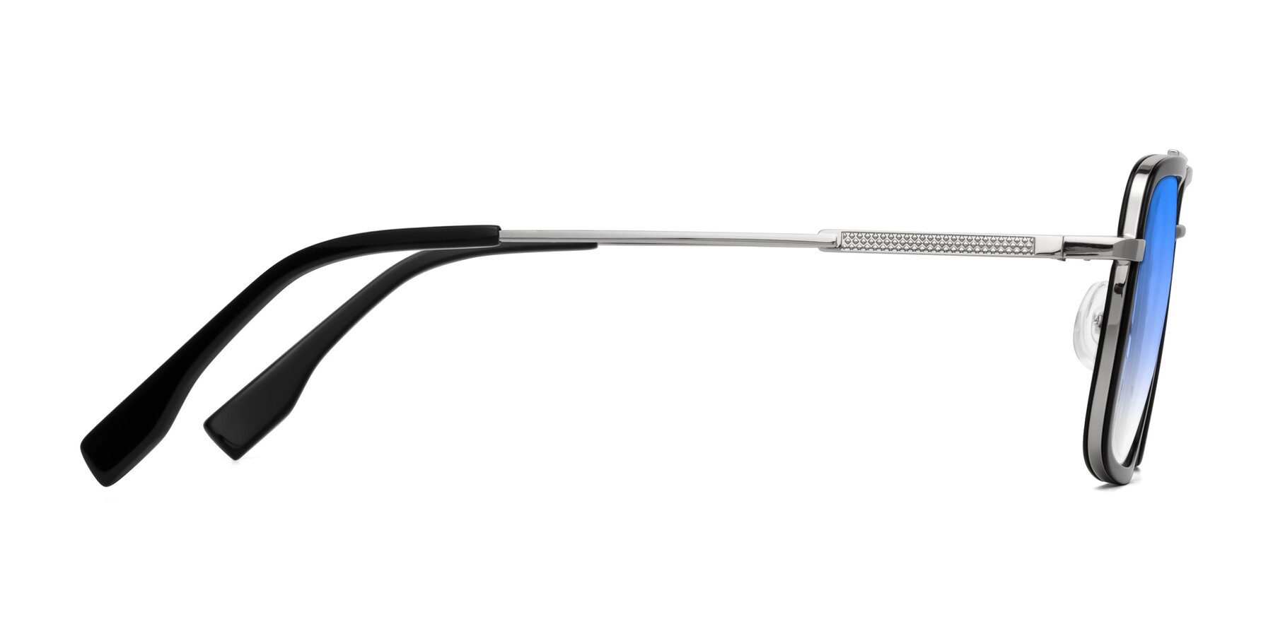 Side of Tulip in Black-Silver with Blue Gradient Lenses