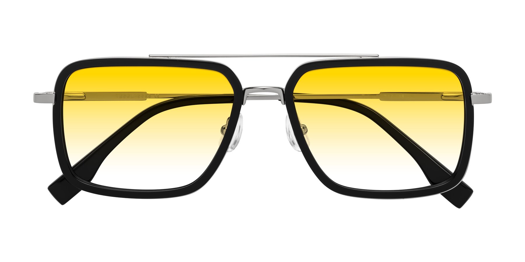 Folded Front of Tulip in Black-Silver with Yellow Gradient Lenses