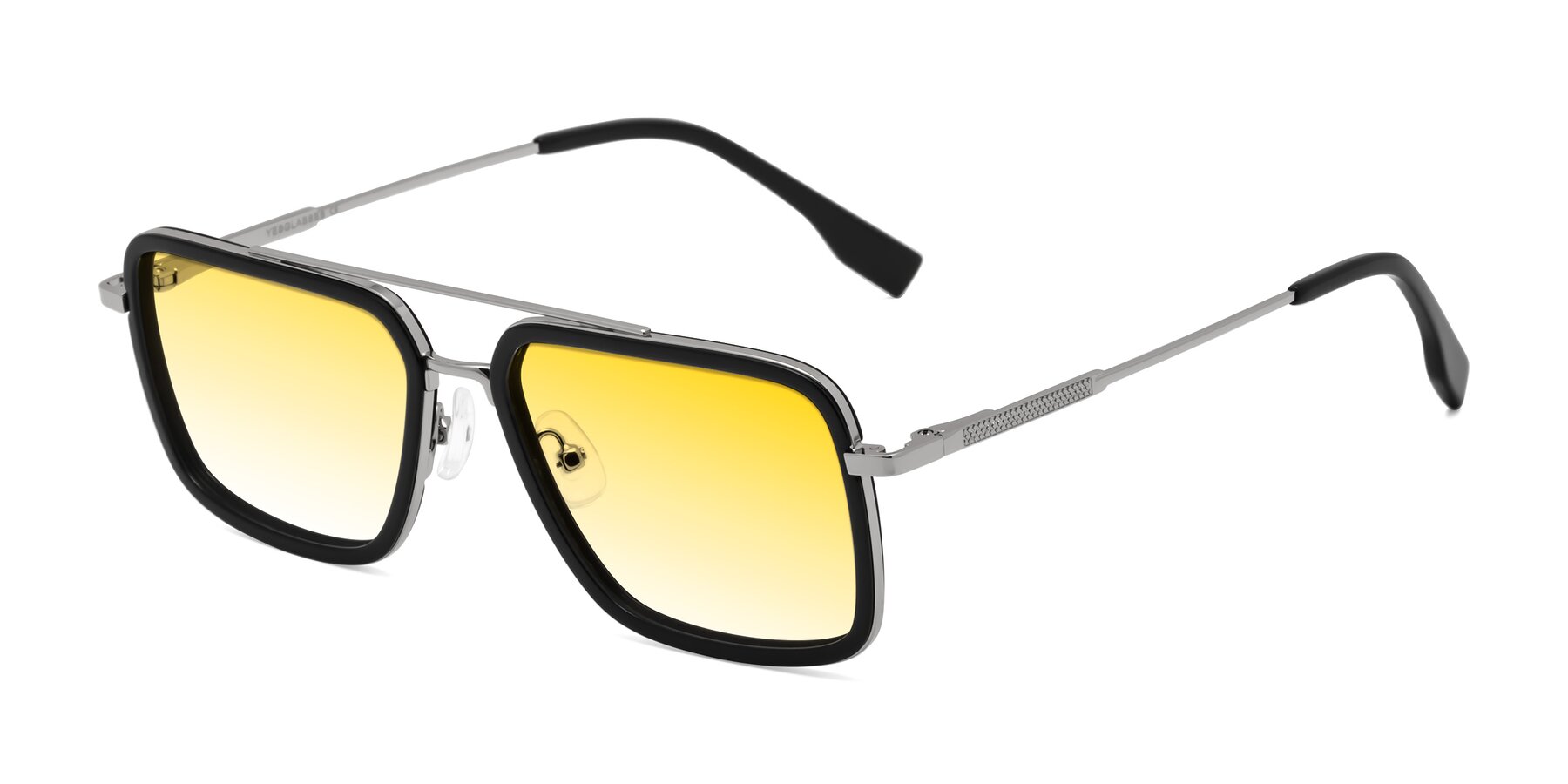 Angle of Tulip in Black-Silver with Yellow Gradient Lenses