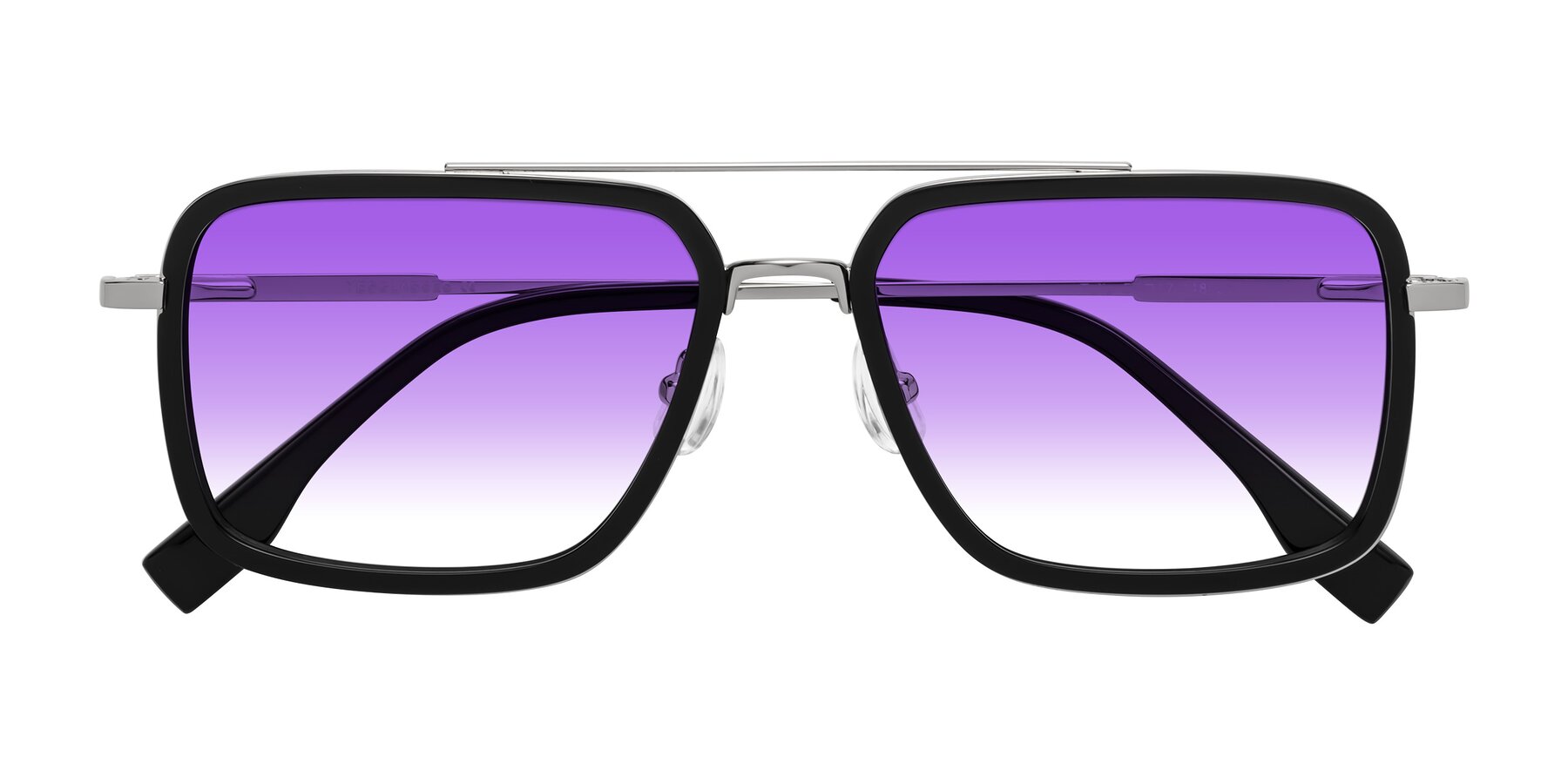 Folded Front of Tulip in Black-Silver with Purple Gradient Lenses