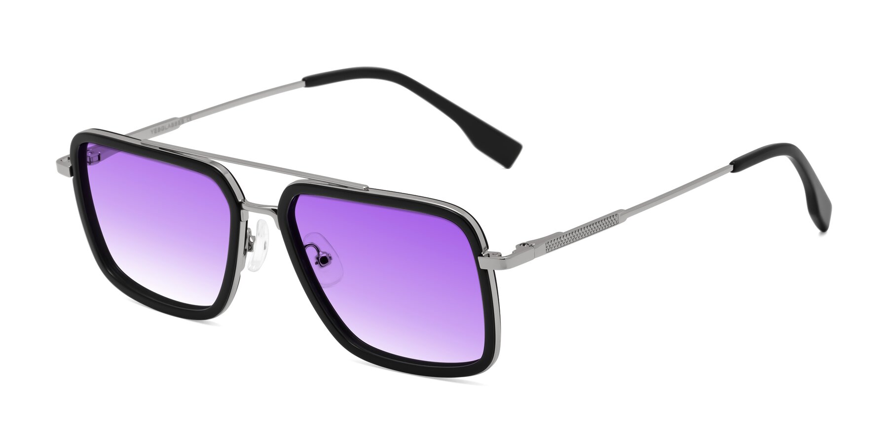 Angle of Tulip in Black-Silver with Purple Gradient Lenses