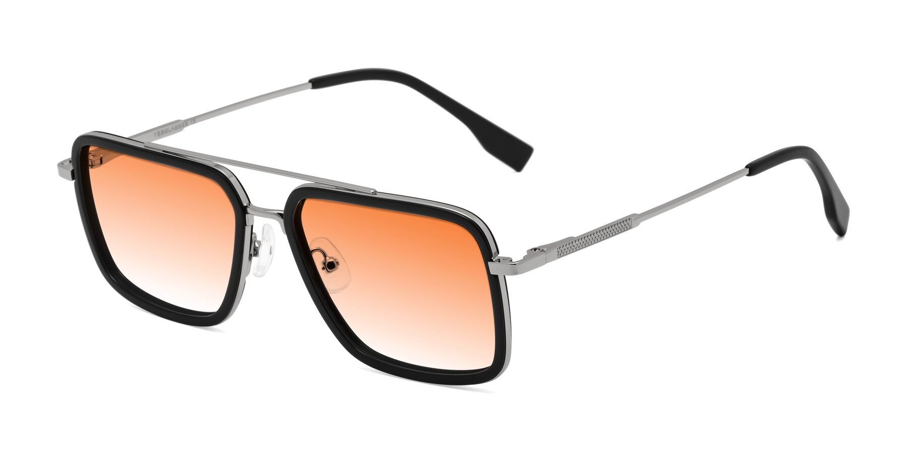 Angle of Tulip in Black-Silver with Orange Gradient Lenses