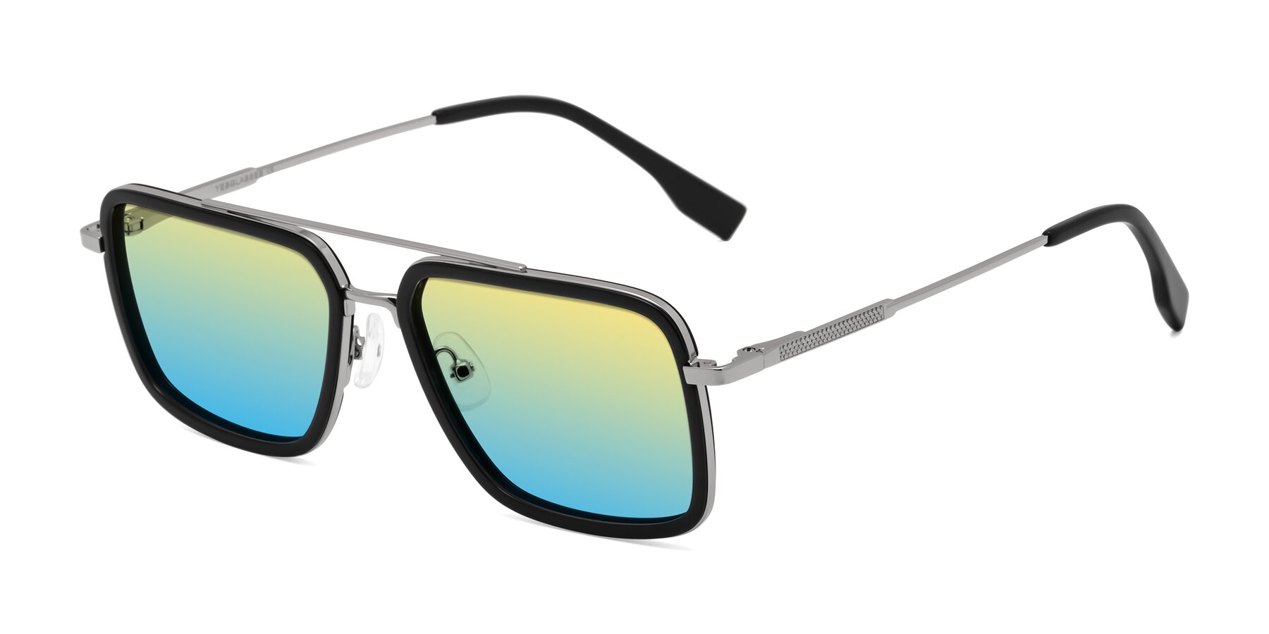 Angle of Tulip in Black-Silver with Yellow / Blue Gradient Lenses