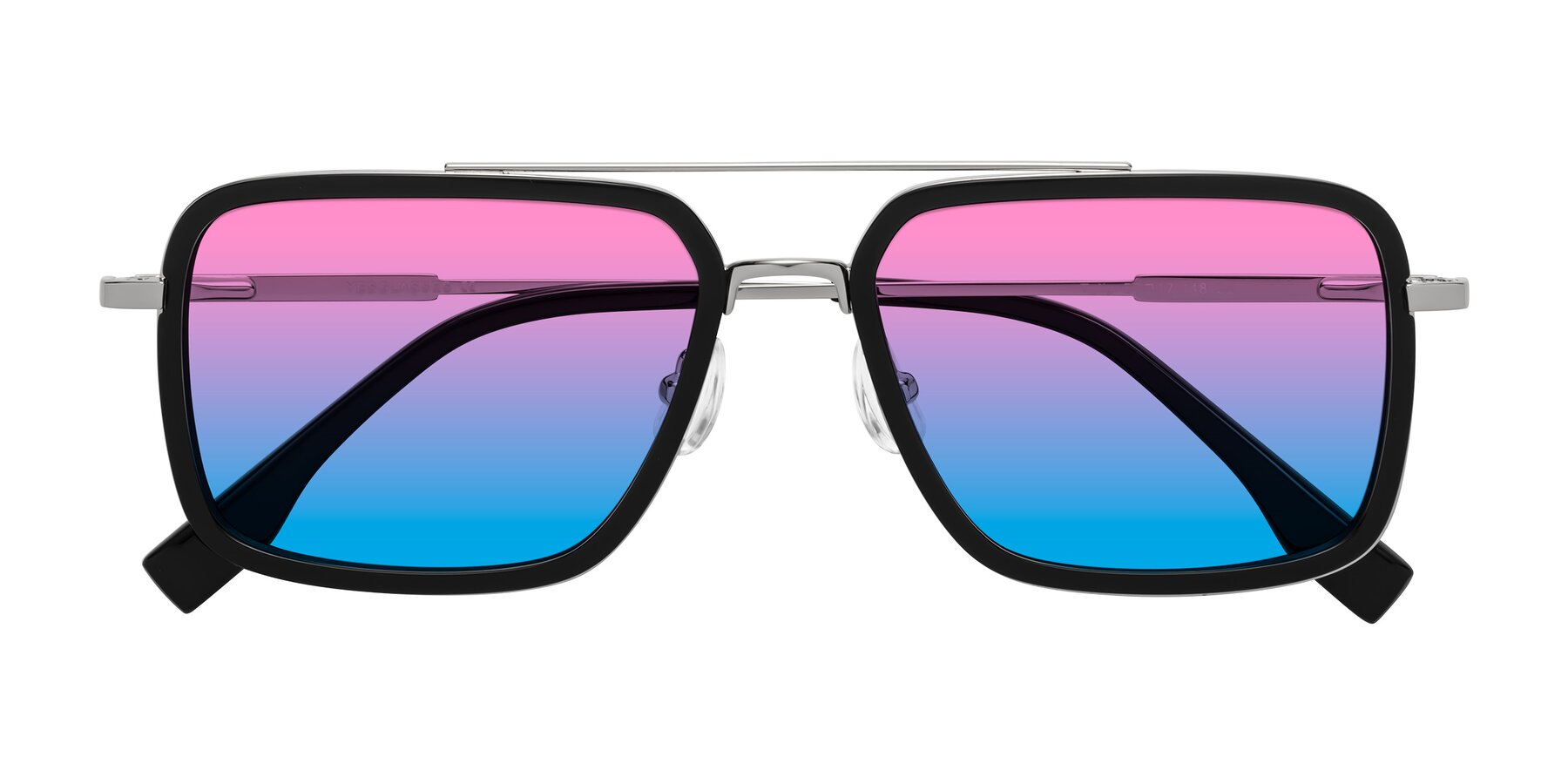 Folded Front of Tulip in Black-Silver with Pink / Blue Gradient Lenses