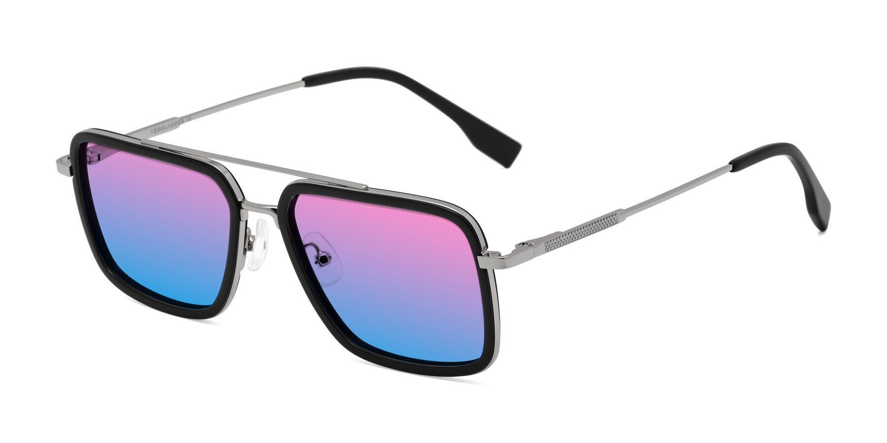 Angle of Tulip in Black-Silver with Pink / Blue Gradient Lenses