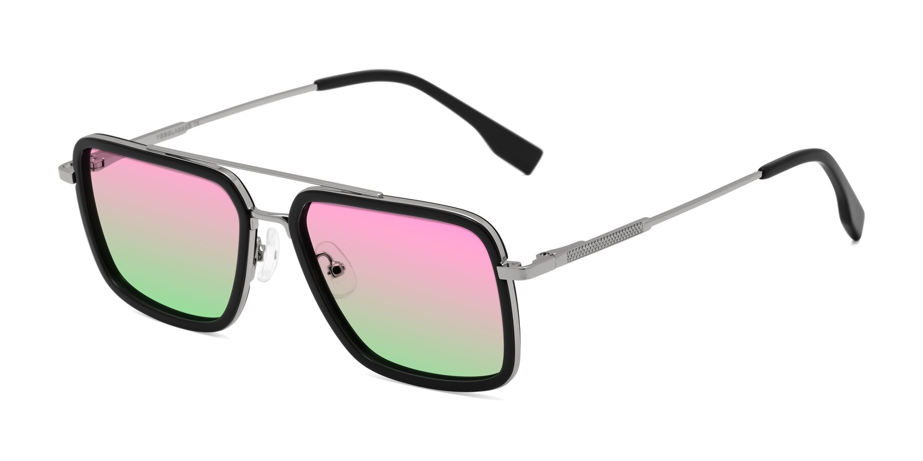 Angle of Tulip in Black-Silver with Pink / Green Gradient Lenses