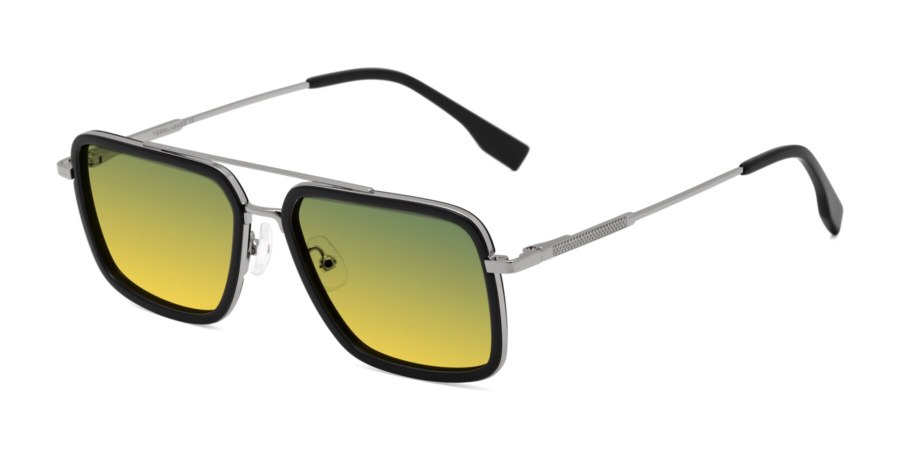 Angle of Tulip in Black-Silver with Green / Yellow Gradient Lenses