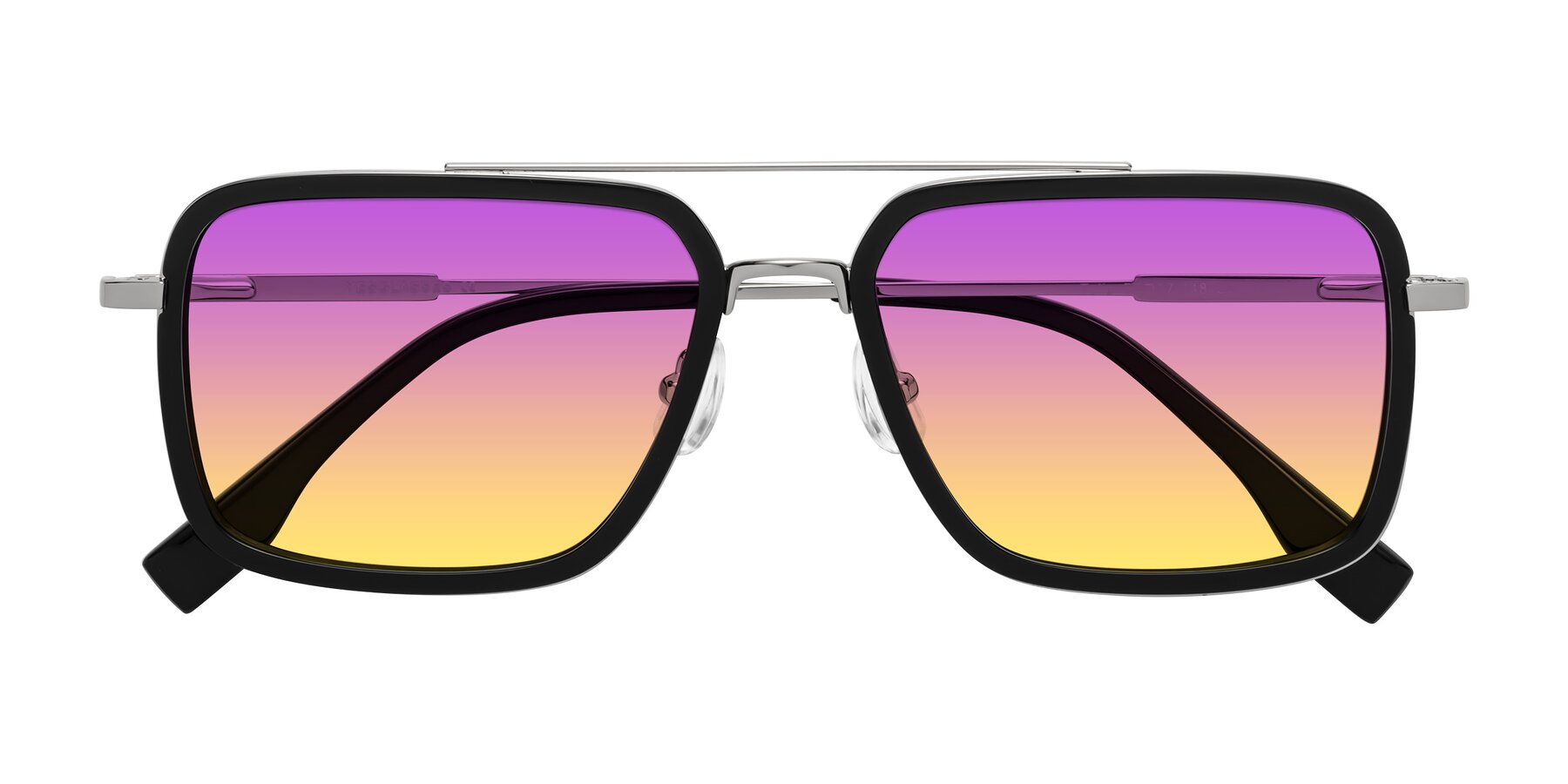 Folded Front of Tulip in Black-Silver with Purple / Yellow Gradient Lenses