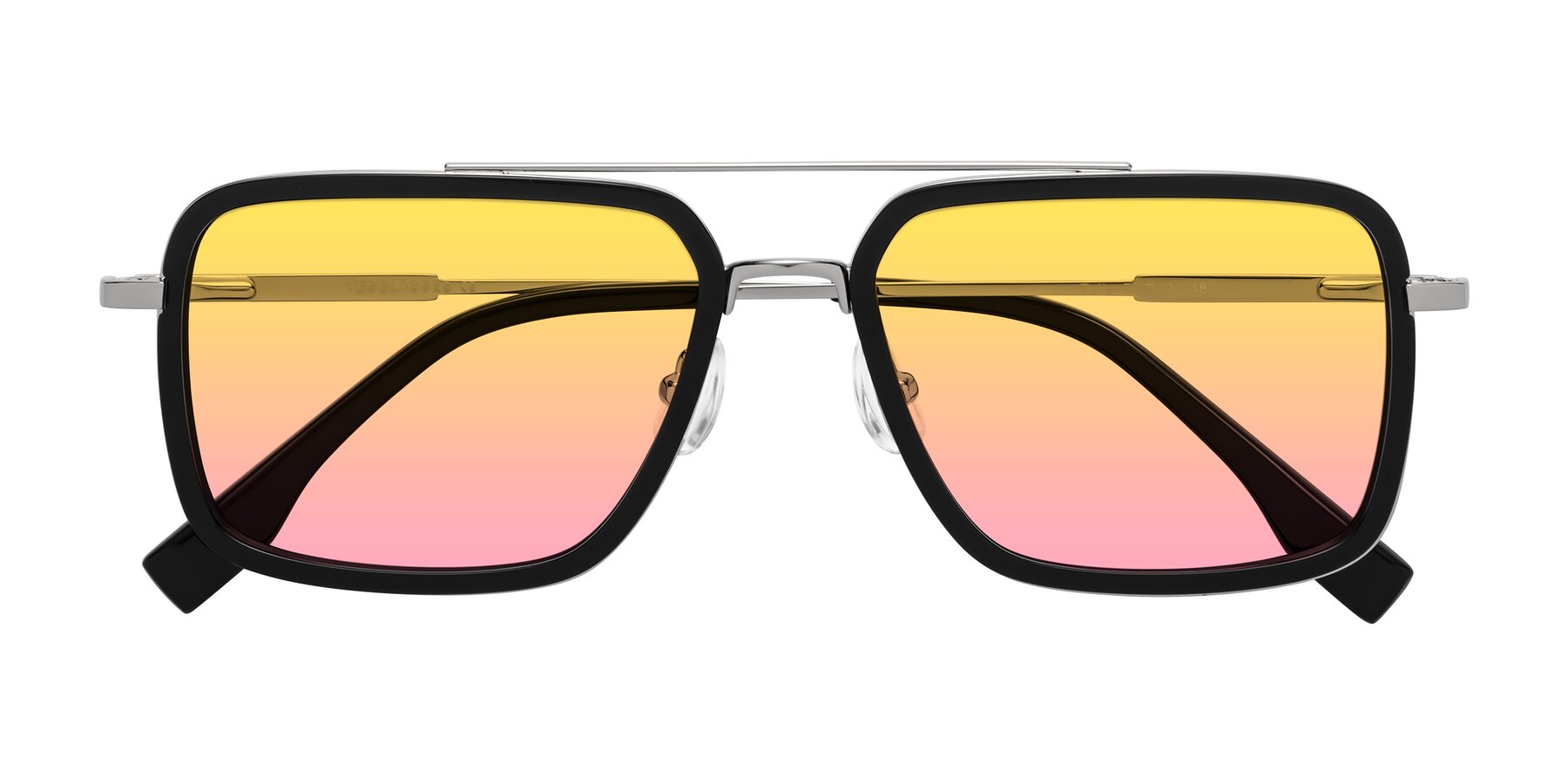 Folded Front of Tulip in Black-Silver with Yellow / Pink Gradient Lenses